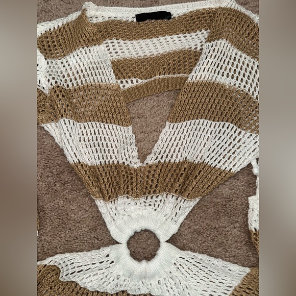 Striped Knit Cover up Dress M/L - Picture 4 of 5